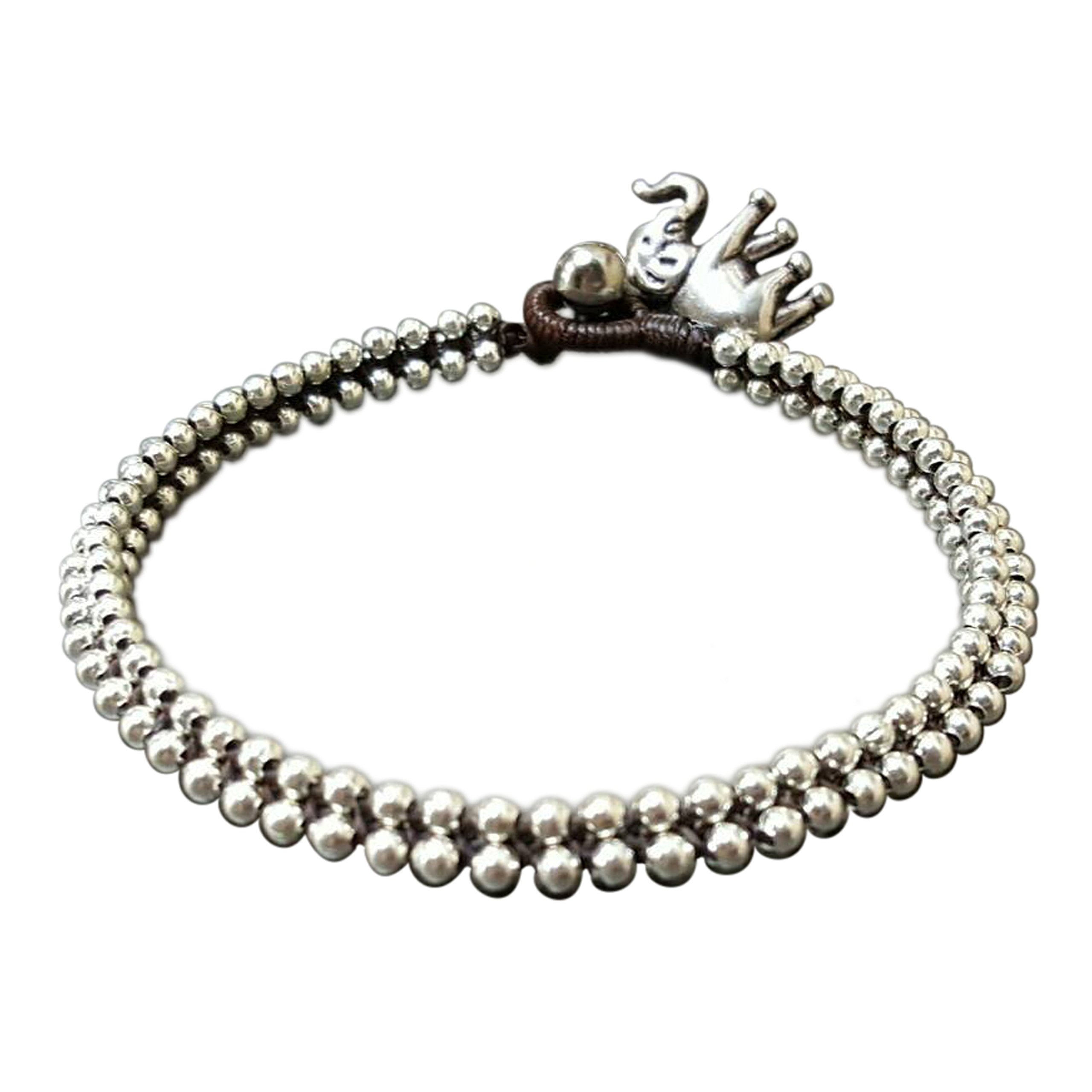 Amazon.co.jp: infinityトレンディアンクレットシルバービーズと象足首